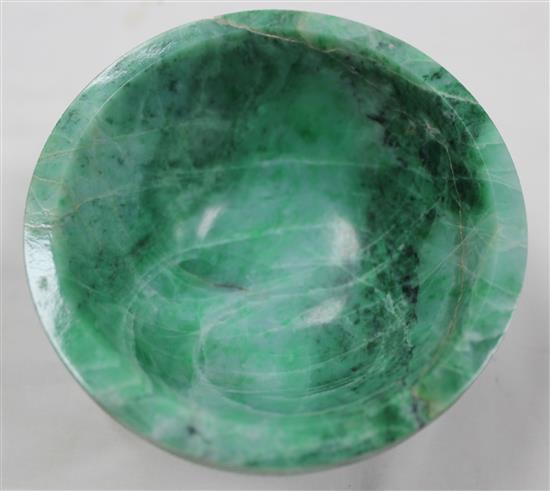 A good Chinese archaistic green jadeite censer and cover, Ding, 19th / 20th century, weight 1.6kg, width 16.7cm, height 13cm